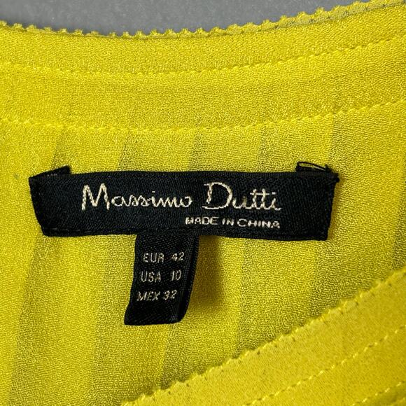 Massimo Dutti top cami size 10 yellow strappy pleated gauzy layer feminine - Picture 6 of 8